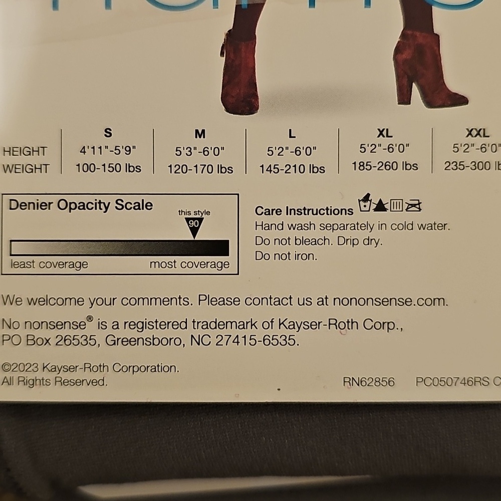No Nonsense Steel Color Super Opaque Control Top Tights Set - 4 Pairs Size Small - Picture 5 of 5